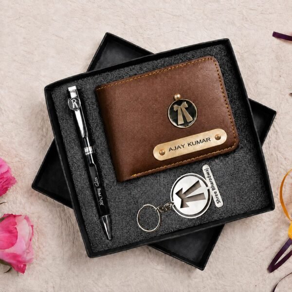Advocate Brown Wallet, Keychain & Pen Combo