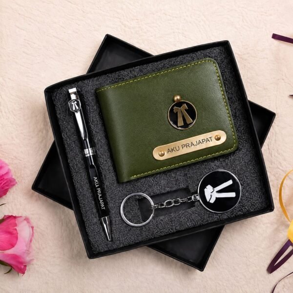 Advocate Green Wallet Keychain Pen Combo with Your Name