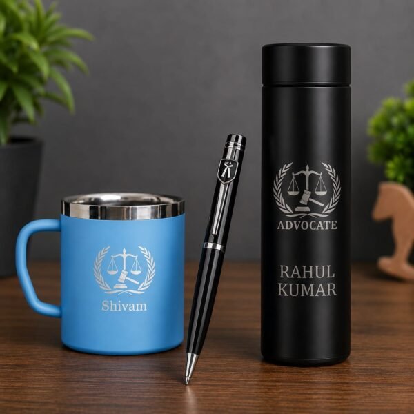 Customised Advocate Bottle, Pen with Mug