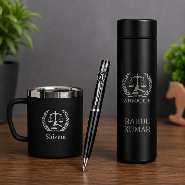 Customised Advocate Bottle, Mug with Pen