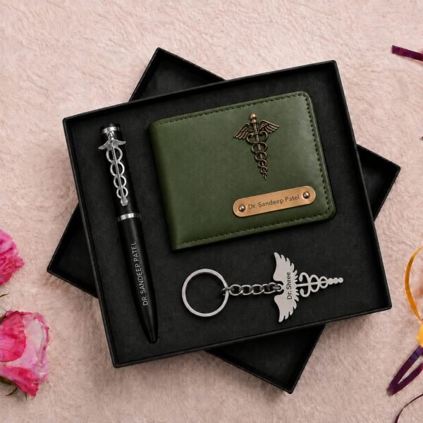 Customized Doctor Wallet, Pen & Keychain