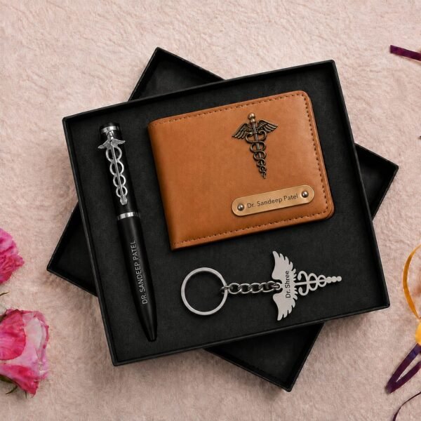 Customized Doctor Wallet, Pen & Keychain