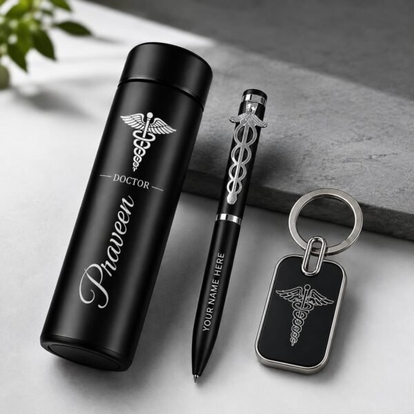 Customised Doctor Bottle with Pen & Keychain