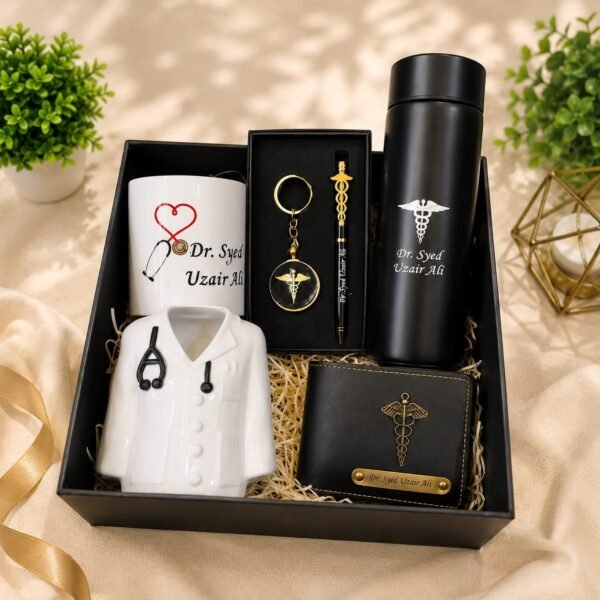 Doctor Bottle, Mug, Penstand, Pen & Keychain with Wallet Premium Combo