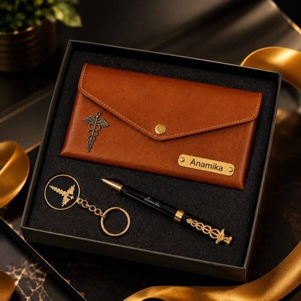Customized Doctor Wallet, Pen & Keychain